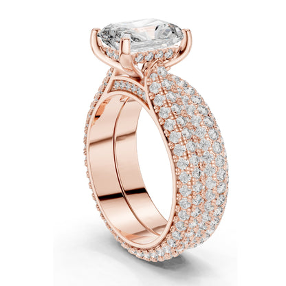 5.20 CT Radiant Cut Lab Diamond Engagement Ring Set for Women | VVS-VS EF Clarity | 18KT, 14KT, 10KT Gold & 925 Silver | Rose, Yellow, White Gold & Moissanite Options