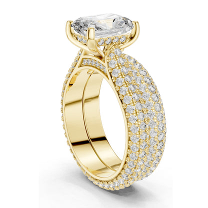 5.20 CT Radiant Cut Lab Diamond Engagement Ring Set for Women | VVS-VS EF Clarity | 18KT, 14KT, 10KT Gold & 925 Silver | Rose, Yellow, White Gold & Moissanite Options