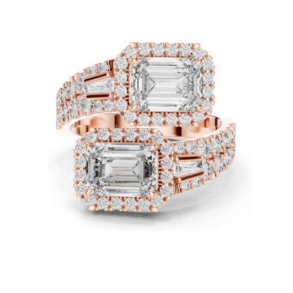 3.686 CT Lab-Grown VVS-VS EF CVD Emerald-Cut Diamond Halo Ring for Women | 18KT Gold, Moissanite Options | Rose, Yellow, White Gold & Sterling Silver