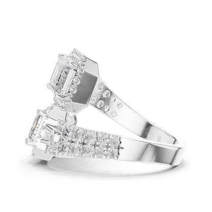 3.686 CT Lab-Grown VVS-VS EF CVD Emerald-Cut Diamond Halo Ring for Women | 18KT Gold, Moissanite Options | Rose, Yellow, White Gold & Sterling Silver