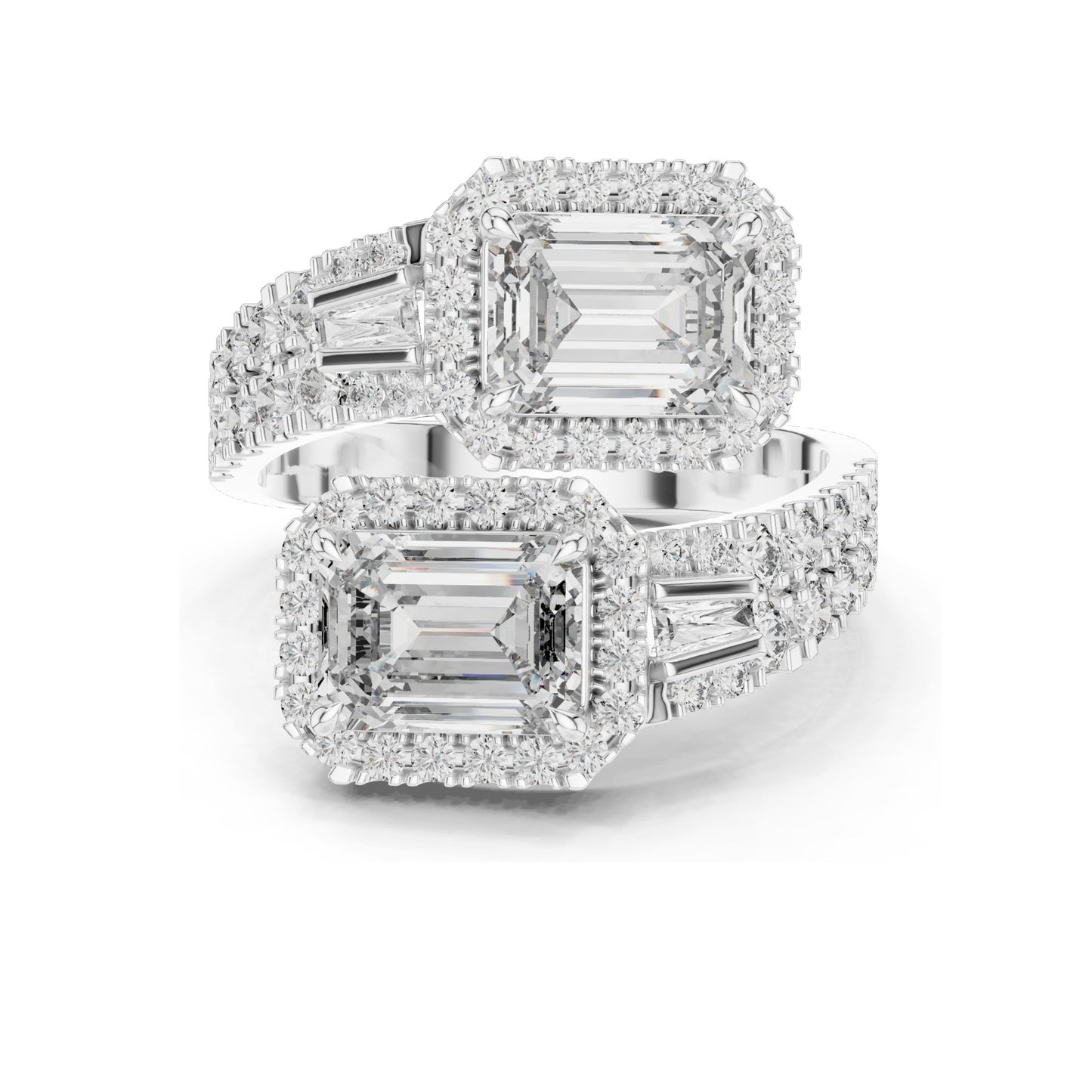 3.686 CT Lab-Grown VVS-VS EF CVD Emerald-Cut Diamond Halo Ring for Women | 18KT Gold, Moissanite Options | Rose, Yellow, White Gold & Sterling Silver