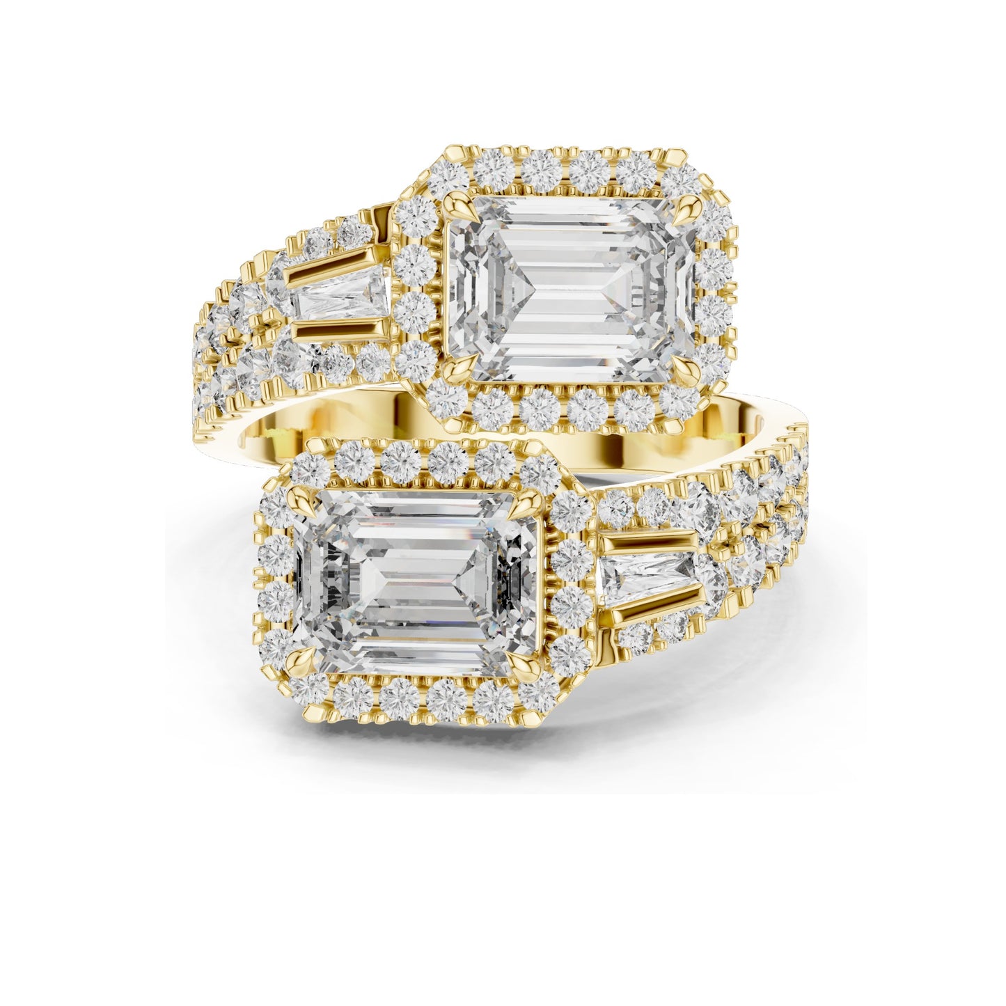 3.686 CT Lab-Grown VVS-VS EF CVD Emerald-Cut Diamond Halo Ring for Women | 18KT Gold, Moissanite Options | Rose, Yellow, White Gold & Sterling Silver