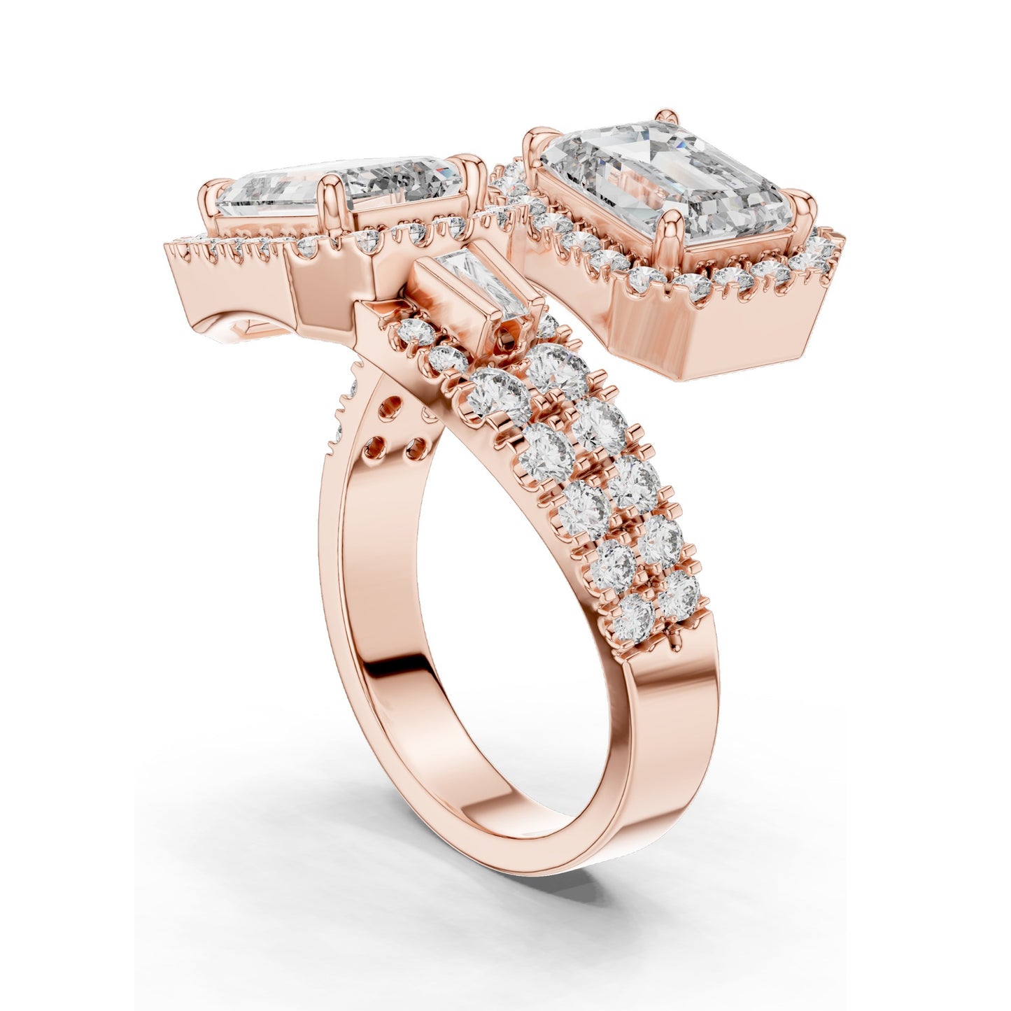 3.686 CT Lab-Grown VVS-VS EF CVD Emerald-Cut Diamond Halo Ring for Women | 18KT Gold, Moissanite Options | Rose, Yellow, White Gold & Sterling Silver