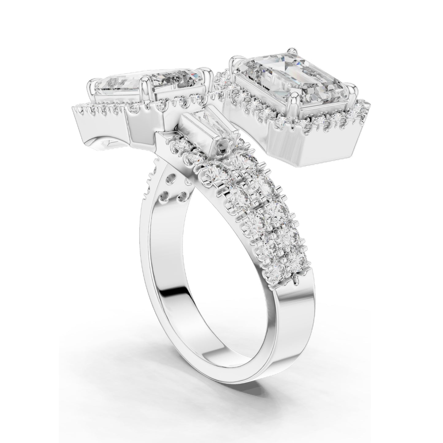 3.686 CT Lab-Grown VVS-VS EF CVD Emerald-Cut Diamond Halo Ring for Women | 18KT Gold, Moissanite Options | Rose, Yellow, White Gold & Sterling Silver