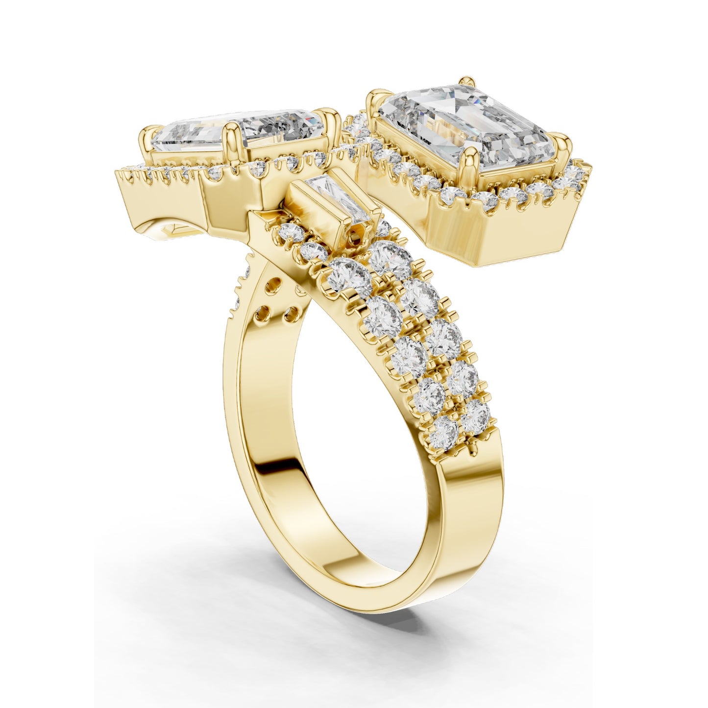 3.686 CT Lab-Grown VVS-VS EF CVD Emerald-Cut Diamond Halo Ring for Women | 18KT Gold, Moissanite Options | Rose, Yellow, White Gold & Sterling Silver
