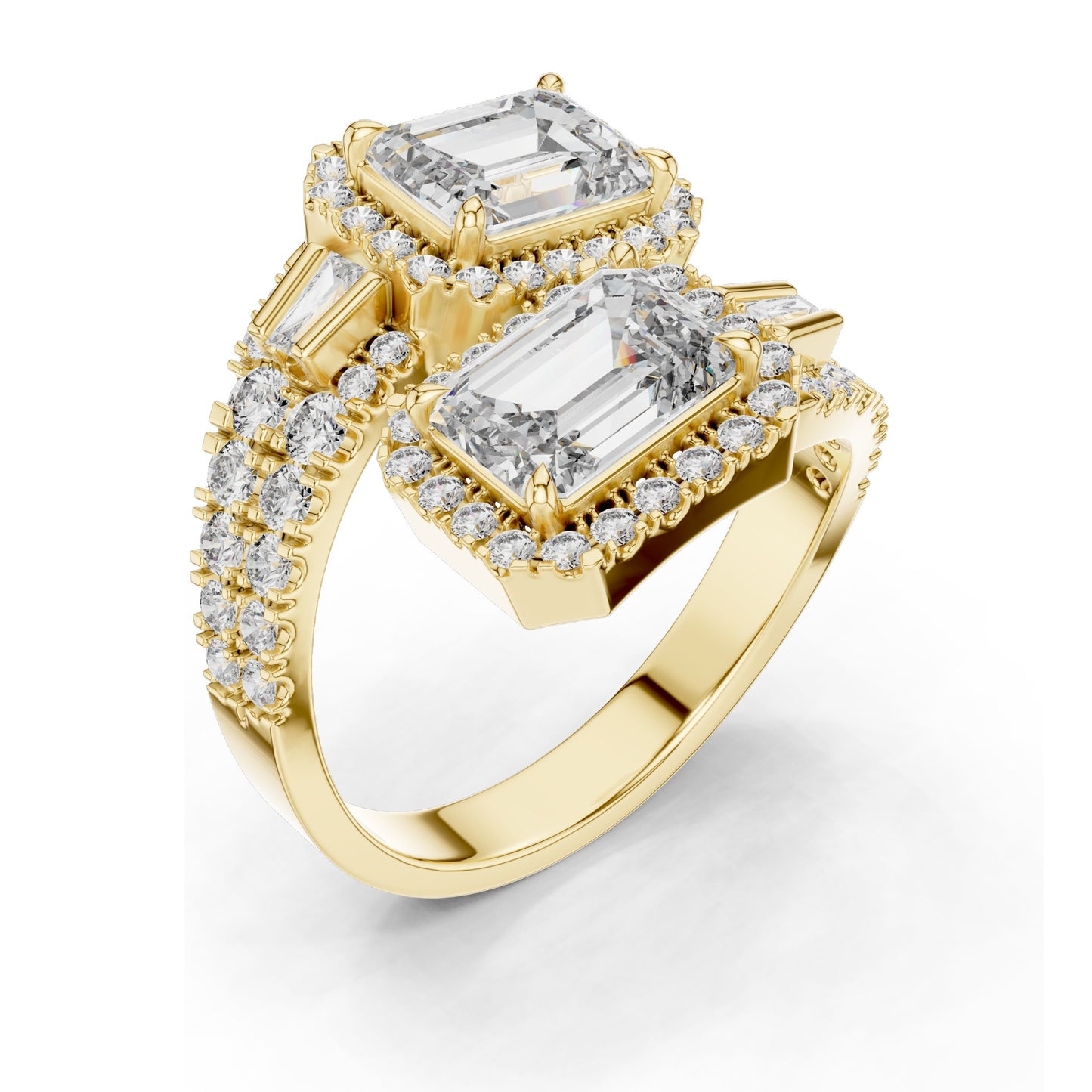 3.686 CT Lab-Grown VVS-VS EF CVD Emerald-Cut Diamond Halo Ring for Women | 18KT Gold, Moissanite Options | Rose, Yellow, White Gold & Sterling Silver