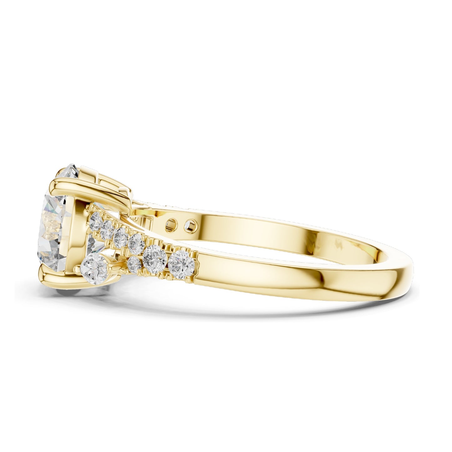 2.27 CT Round Brilliant Lab Diamond Ring for Women | Leaf Accent Pavé Band | VVS–VS EF CVD | 18KT, 14KT, 10KT Gold & 925 Silver | Moissanite Options