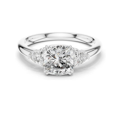 2.09 CT Cushion & Trillion Cut Lab Diamond Ring | VVS–VS EF CVD | 18K, 14K, 10K Gold & 925 Silver | Rose, Yellow, White Gold | Customizable Engagement Ring