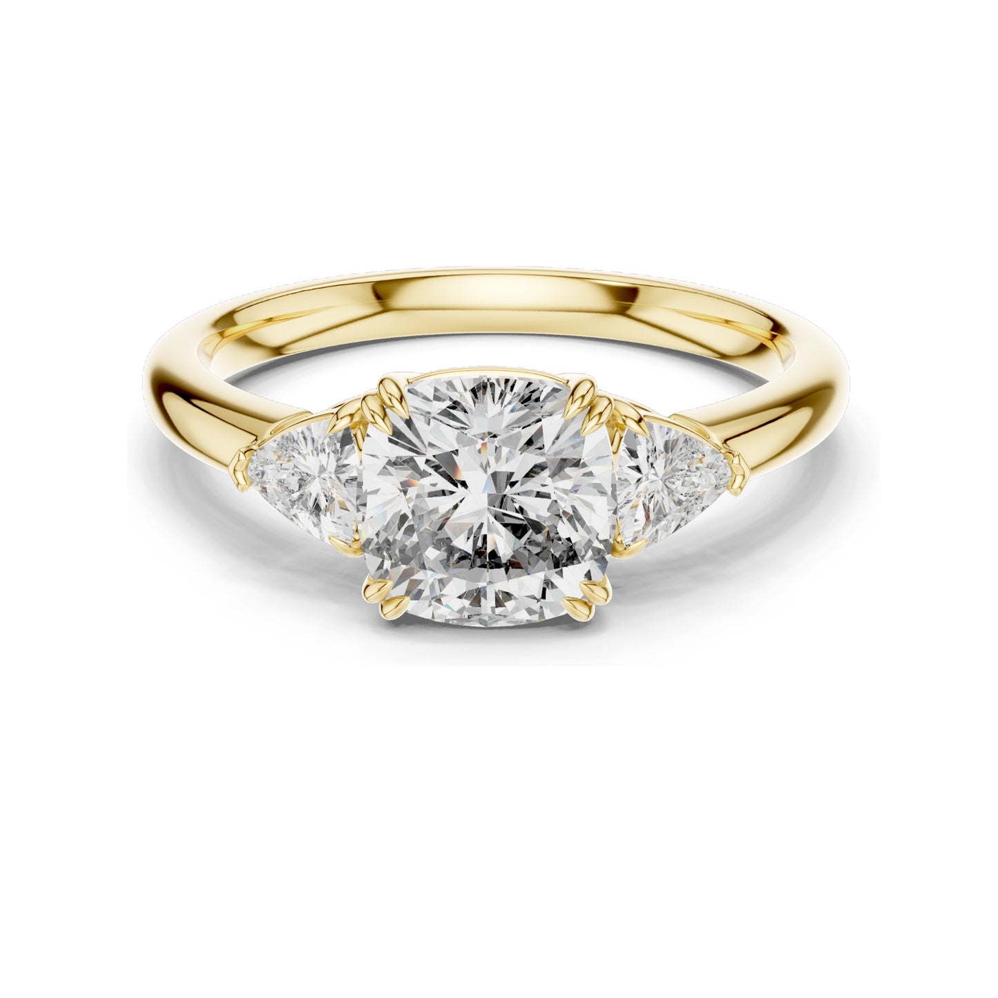 2.09 CT Cushion & Trillion Cut Lab Diamond Ring | VVS–VS EF CVD | 18K, 14K, 10K Gold & 925 Silver | Rose, Yellow, White Gold | Customizable Engagement Ring