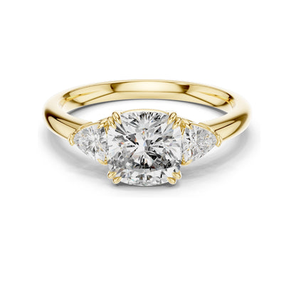 2.09 CT Cushion & Trillion Cut Lab Diamond Ring | VVS–VS EF CVD | 18K, 14K, 10K Gold & 925 Silver | Rose, Yellow, White Gold | Customizable Engagement Ring