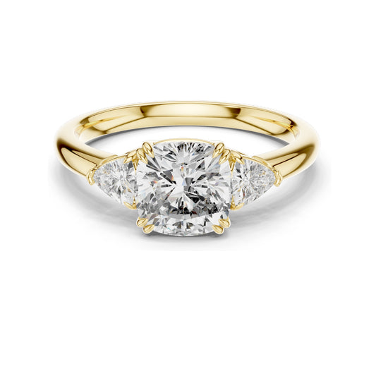 2.09 CT Cushion & Trillion Cut Lab Diamond Ring | VVS–VS EF CVD | 18K, 14K, 10K Gold & 925 Silver | Rose, Yellow, White Gold | Customizable Engagement Ring