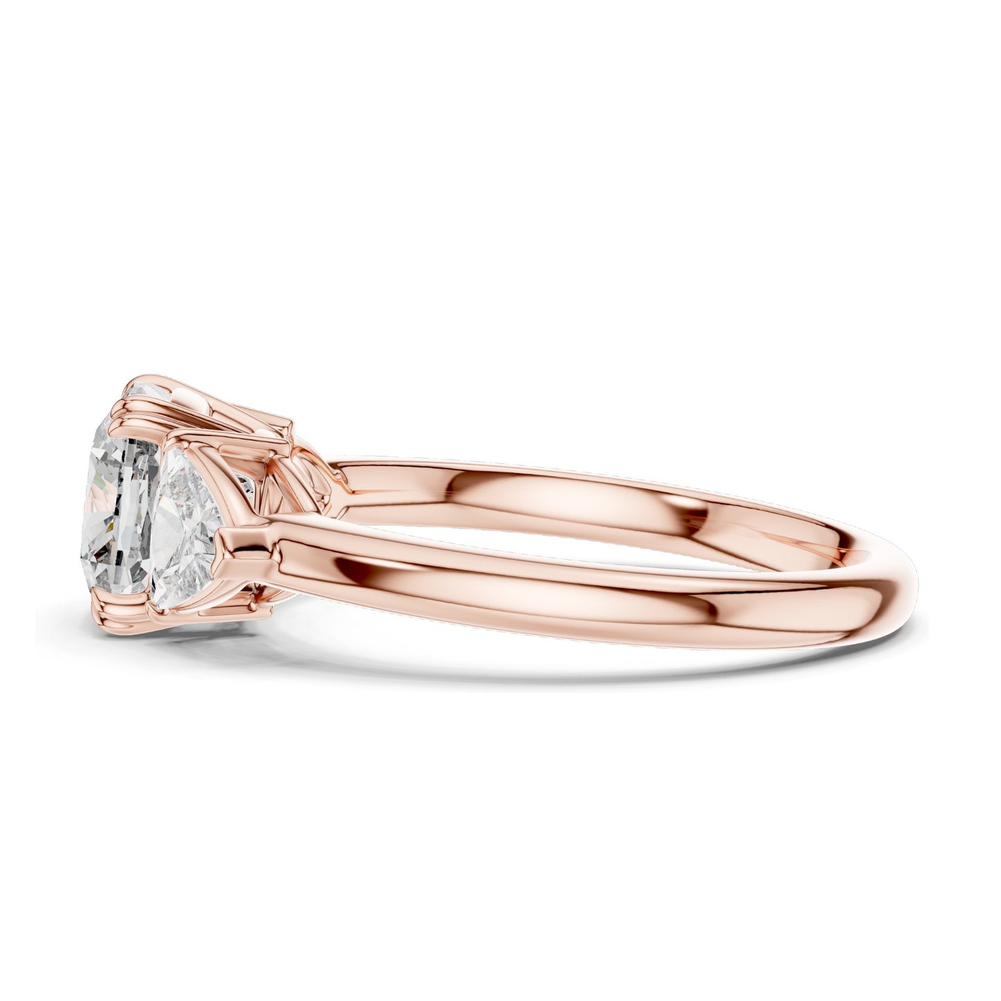 2.39 CT Cushion Cut Lab Diamond Engagement Ring | Trillion Side Stones | VVS–VS EF CVD Diamonds | 18K, 14K, 10K Gold & 925 Silver | Rose, Yellow, White Gold