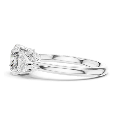2.39 CT Cushion Cut Lab Diamond Engagement Ring | Trillion Side Stones | VVS–VS EF CVD Diamonds | 18K, 14K, 10K Gold & 925 Silver | Rose, Yellow, White Gold