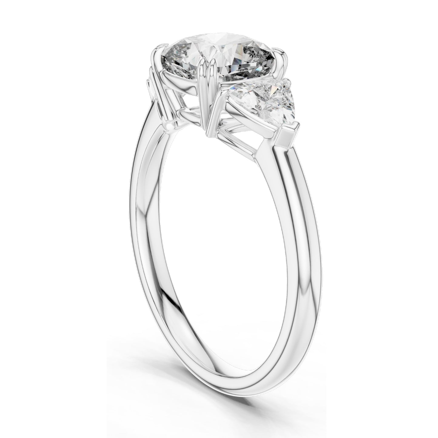 2.39 CT Cushion Cut Lab Diamond Engagement Ring | Trillion Side Stones | VVS–VS EF CVD Diamonds | 18K, 14K, 10K Gold & 925 Silver | Rose, Yellow, White Gold
