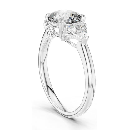 2.39 CT Cushion Cut Lab Diamond Engagement Ring | Trillion Side Stones | VVS–VS EF CVD Diamonds | 18K, 14K, 10K Gold & 925 Silver | Rose, Yellow, White Gold