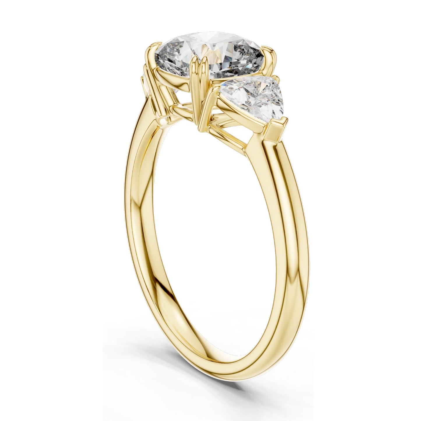 2.39 CT Cushion Cut Lab Diamond Engagement Ring | Trillion Side Stones | VVS–VS EF CVD Diamonds | 18K, 14K, 10K Gold & 925 Silver | Rose, Yellow, White Gold