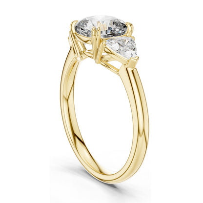 2.39 CT Cushion Cut Lab Diamond Engagement Ring | Trillion Side Stones | VVS–VS EF CVD Diamonds | 18K, 14K, 10K Gold & 925 Silver | Rose, Yellow, White Gold