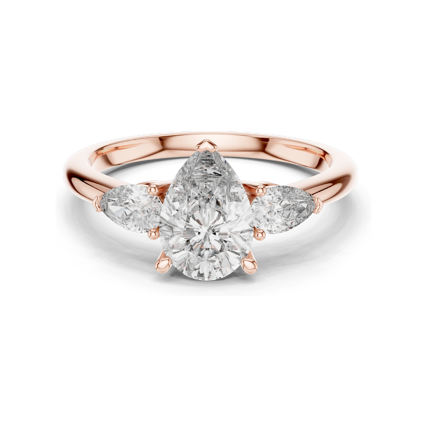 1.53 CT Pear Cut Lab Diamond Engagement Ring | Three Stone VVS–VS EF CVD | 18K/14K/10K Gold or 925 Silver | Rose, Yellow, White Gold | Bridal Jewelry