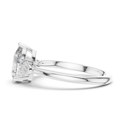 1.53 CT Pear Cut Lab Diamond Engagement Ring | Three Stone VVS–VS EF CVD | 18K/14K/10K Gold or 925 Silver | Rose, Yellow, White Gold | Bridal Jewelry