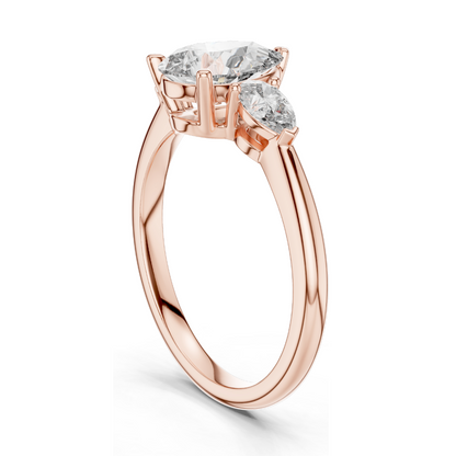 1.53 CT Pear Cut Lab Diamond Engagement Ring | Three Stone VVS–VS EF CVD | 18K/14K/10K Gold or 925 Silver | Rose, Yellow, White Gold | Bridal Jewelry