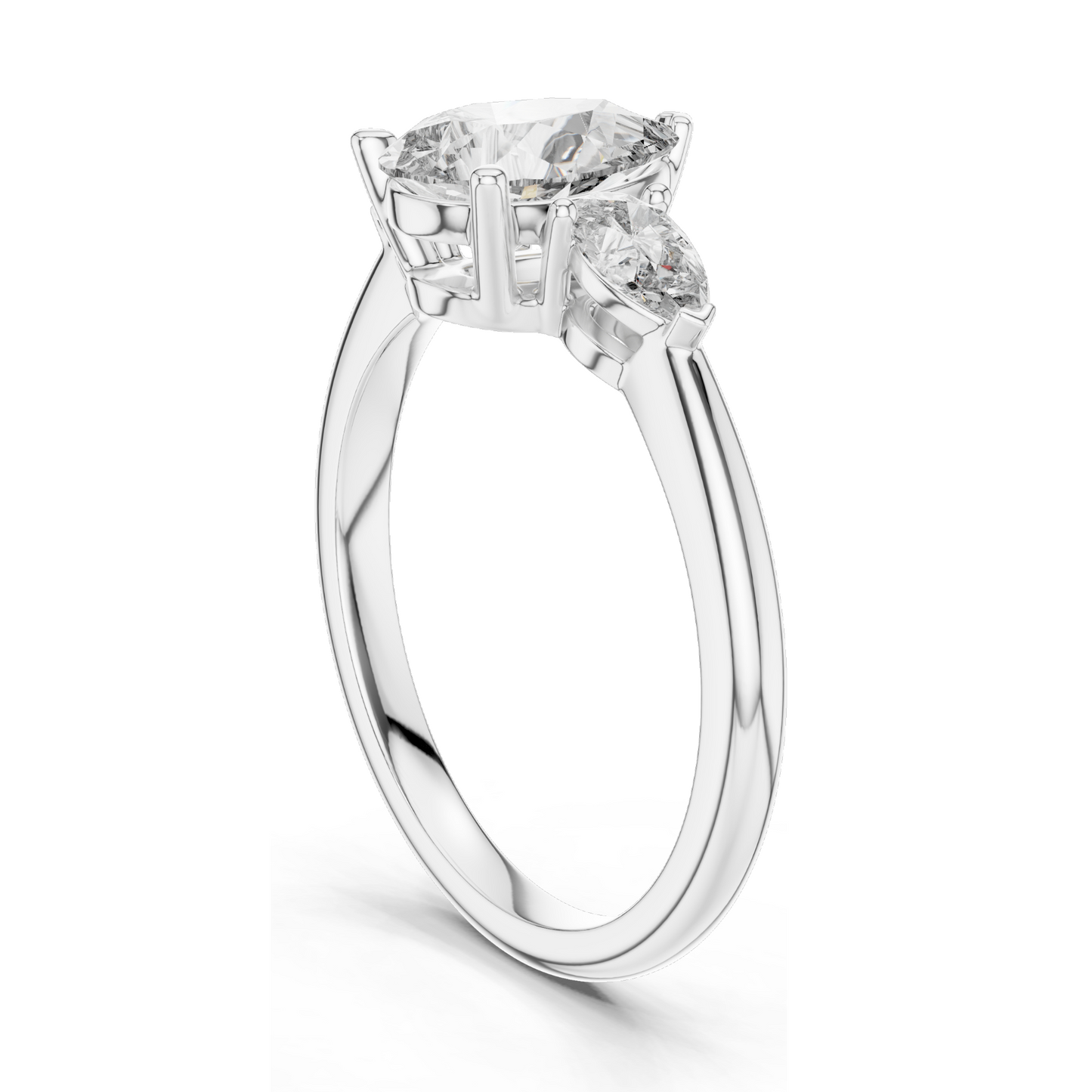 1.53 CT Pear Cut Lab Diamond Engagement Ring | Three Stone VVS–VS EF CVD | 18K/14K/10K Gold or 925 Silver | Rose, Yellow, White Gold | Bridal Jewelry