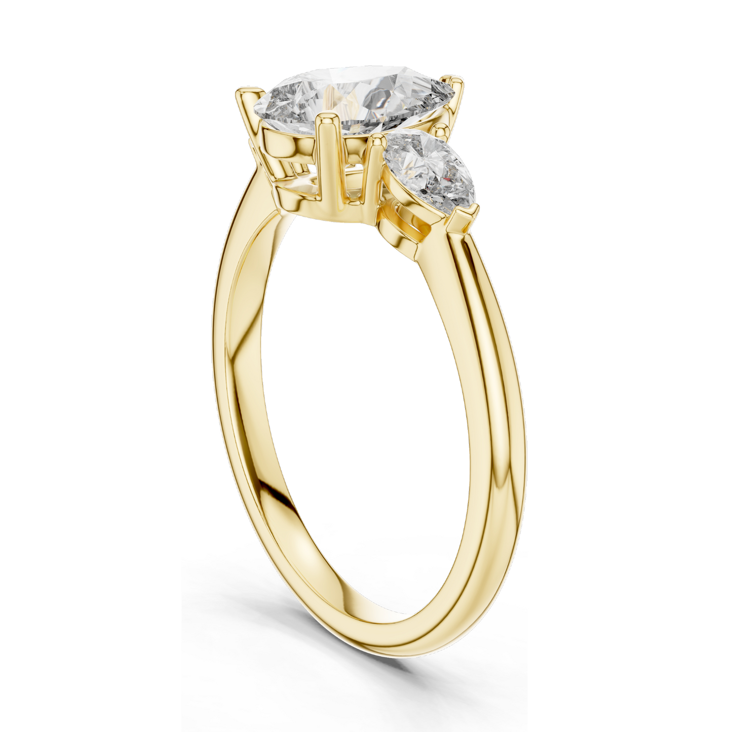 1.53 CT Pear Cut Lab Diamond Engagement Ring | Three Stone VVS–VS EF CVD | 18K/14K/10K Gold or 925 Silver | Rose, Yellow, White Gold | Bridal Jewelry