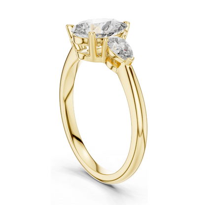 1.53 CT Pear Cut Lab Diamond Engagement Ring | Three Stone VVS–VS EF CVD | 18K/14K/10K Gold or 925 Silver | Rose, Yellow, White Gold | Bridal Jewelry