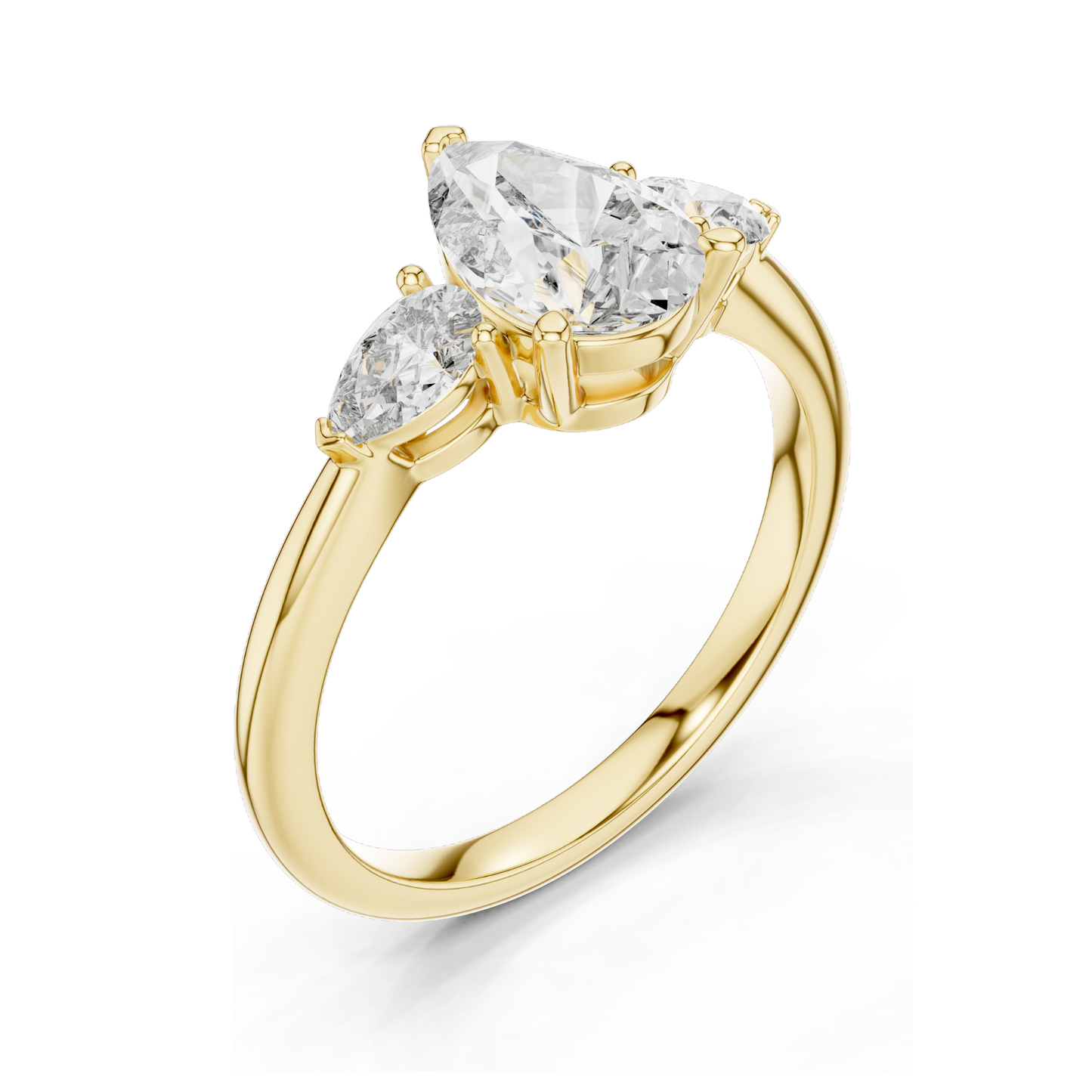 1.53 CT Pear Cut Lab Diamond Engagement Ring | Three Stone VVS–VS EF CVD | 18K/14K/10K Gold or 925 Silver | Rose, Yellow, White Gold | Bridal Jewelry