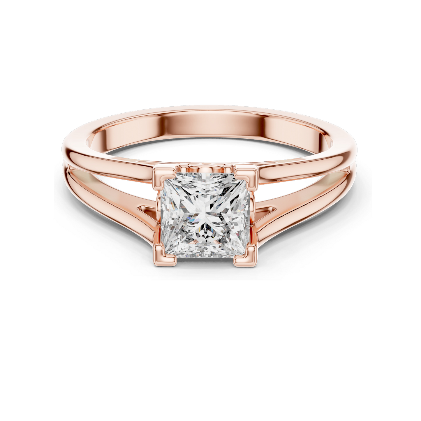 Princess Cut Lab Diamond Engagement Ring | 1.04 CT VVS-VS EF CVD Diamond | 18K, 14K, 10K Gold & 925 Silver | Rose, Yellow, White Gold | Customizable and Ethical