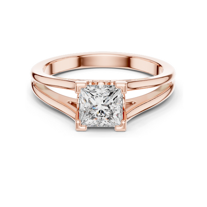 Princess Cut Lab Diamond Engagement Ring | 1.04 CT VVS-VS EF CVD Diamond | 18K, 14K, 10K Gold & 925 Silver | Rose, Yellow, White Gold | Customizable and Ethical