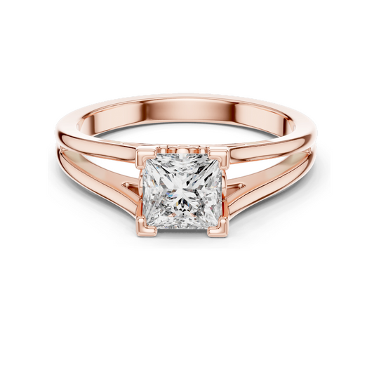 Princess Cut Lab Diamond Engagement Ring | 1.04 CT VVS-VS EF CVD Diamond | 18K, 14K, 10K Gold & 925 Silver | Rose, Yellow, White Gold | Customizable and Ethical