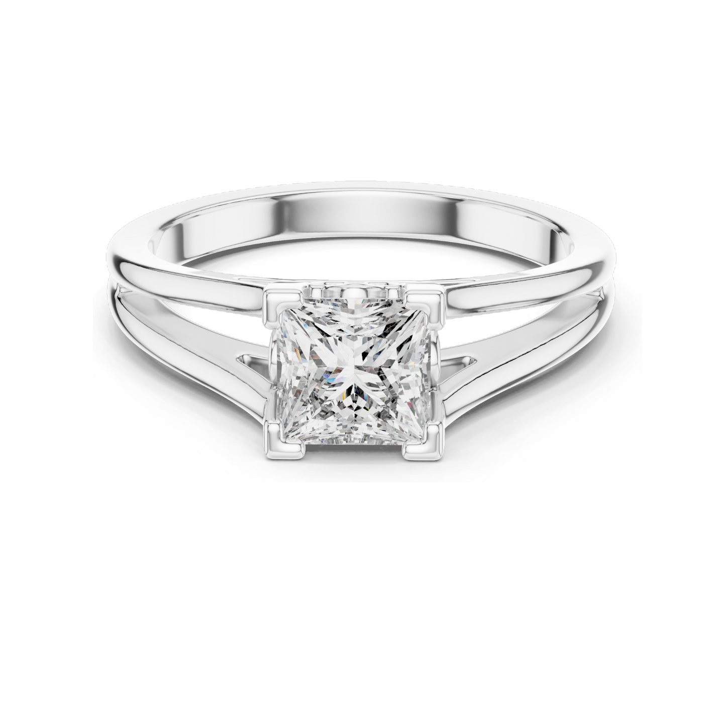 Princess Cut Lab Diamond Engagement Ring | 1.04 CT VVS-VS EF CVD Diamond | 18K, 14K, 10K Gold & 925 Silver | Rose, Yellow, White Gold | Customizable and Ethical