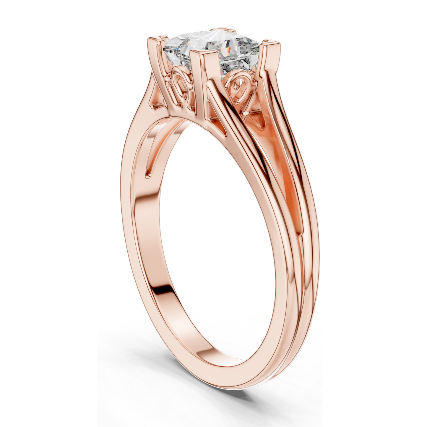 Princess Cut Lab Diamond Engagement Ring | 1.04 CT VVS-VS EF CVD Diamond | 18K, 14K, 10K Gold & 925 Silver | Rose, Yellow, White Gold | Customizable and Ethical