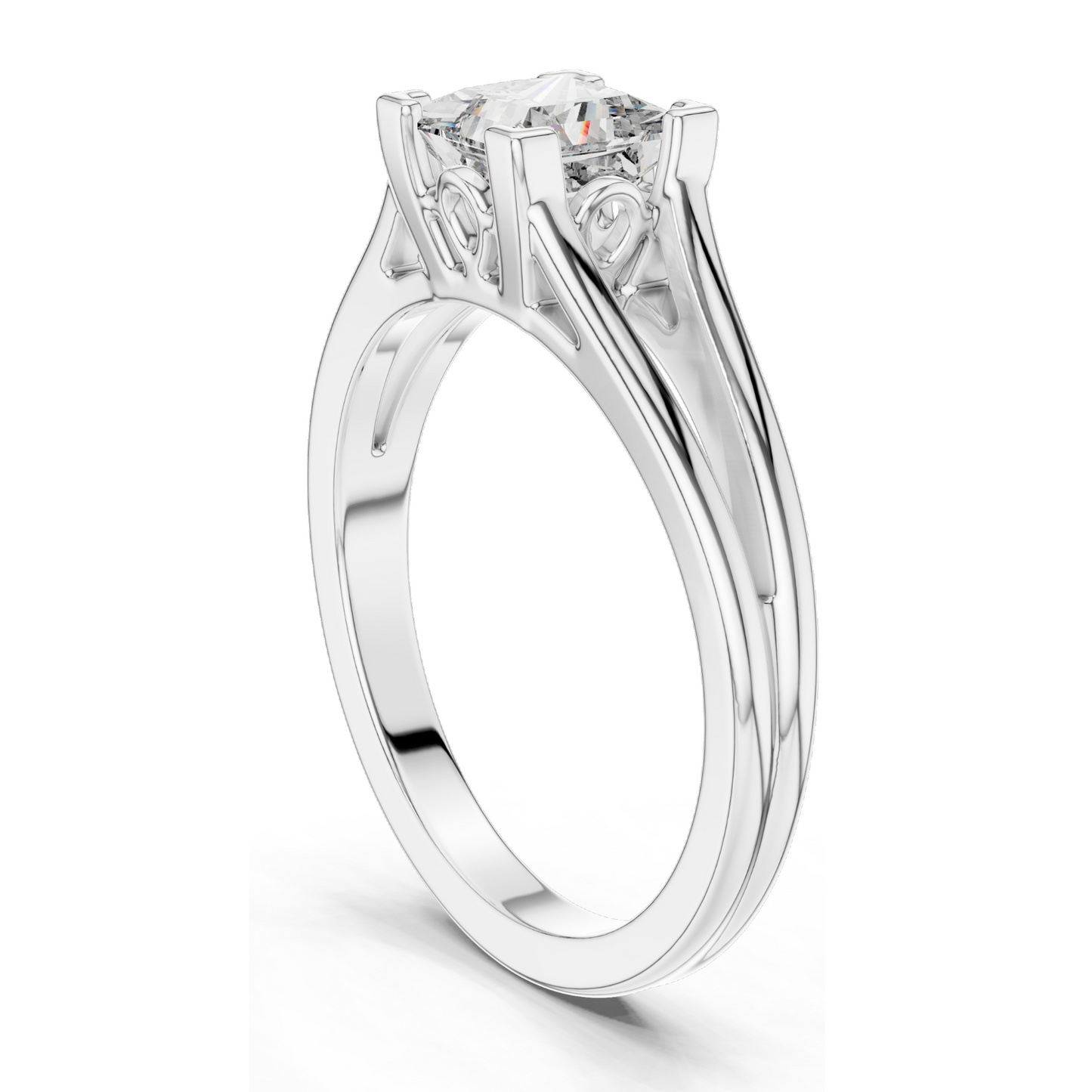 Princess Cut Lab Diamond Engagement Ring | 1.04 CT VVS-VS EF CVD Diamond | 18K, 14K, 10K Gold & 925 Silver | Rose, Yellow, White Gold | Customizable and Ethical