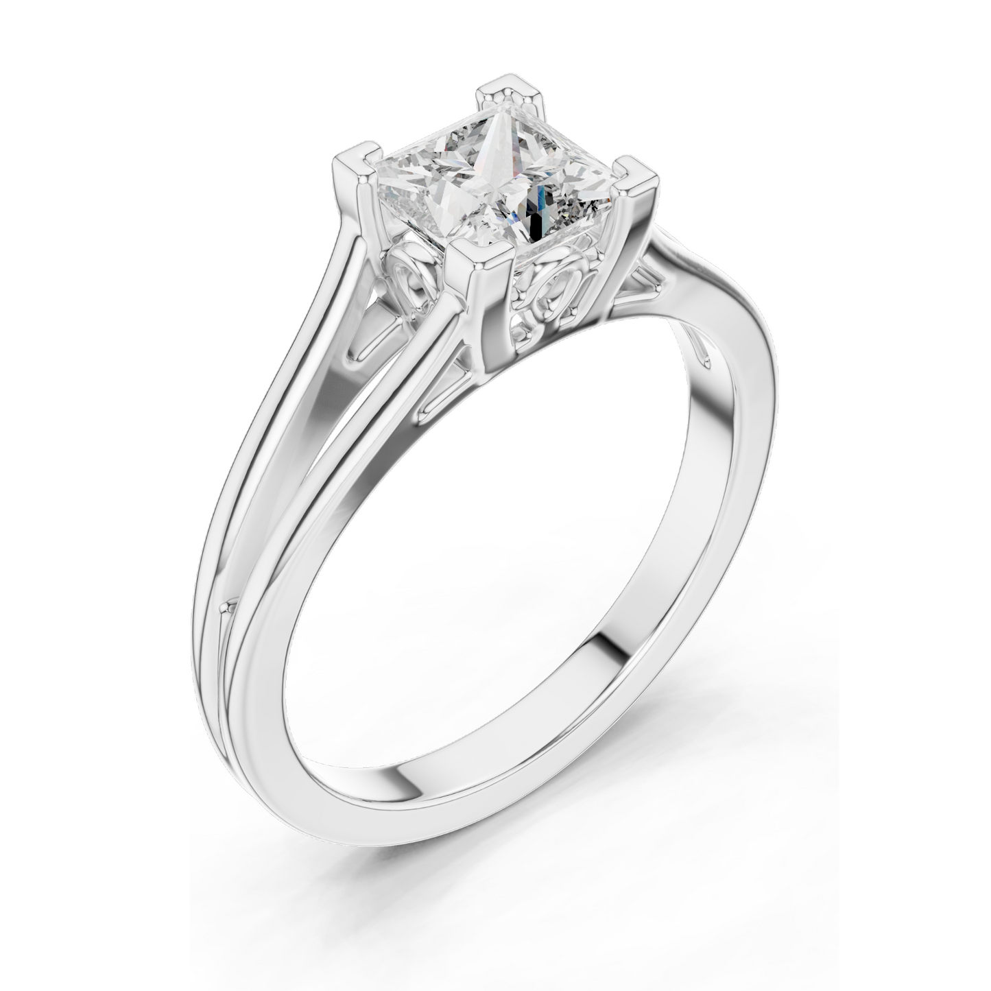 Princess Cut Lab Diamond Engagement Ring | 1.04 CT VVS-VS EF CVD Diamond | 18K, 14K, 10K Gold & 925 Silver | Rose, Yellow, White Gold | Customizable and Ethical