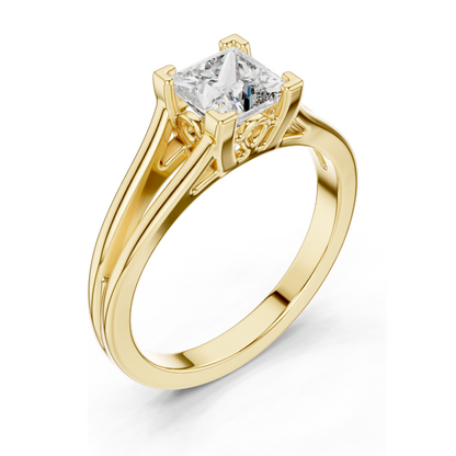 Princess Cut Lab Diamond Engagement Ring | 1.04 CT VVS-VS EF CVD Diamond | 18K, 14K, 10K Gold & 925 Silver | Rose, Yellow, White Gold | Customizable and Ethical