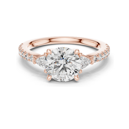 1.776ct Round Brilliant Cut Lab Diamond Engagement Ring | VVS-VS EF CVD Diamonds | 18K, 14K, 10K Gold & 925 Silver | Rose, Yellow, White Gold | Luxury Ring