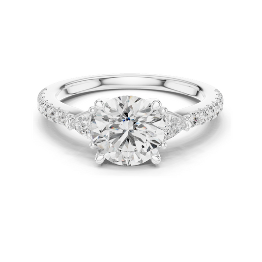 1.776ct Round Brilliant Cut Lab Diamond Engagement Ring | VVS-VS EF CVD Diamonds | 18K, 14K, 10K Gold & 925 Silver | Rose, Yellow, White Gold | Luxury Ring