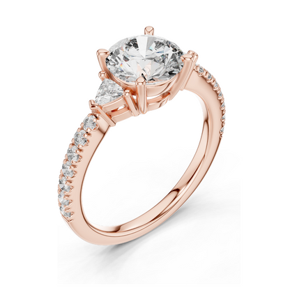 1.776ct Round Brilliant Cut Lab Diamond Engagement Ring | VVS-VS EF CVD Diamonds | 18K, 14K, 10K Gold & 925 Silver | Rose, Yellow, White Gold | Luxury Ring