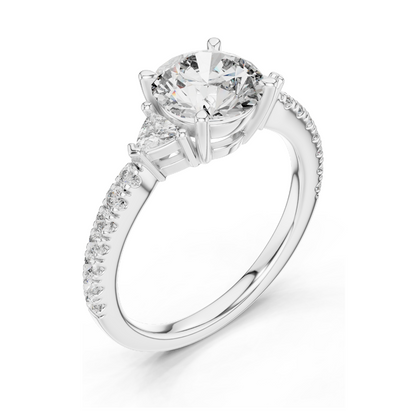 1.776ct Round Brilliant Cut Lab Diamond Engagement Ring | VVS-VS EF CVD Diamonds | 18K, 14K, 10K Gold & 925 Silver | Rose, Yellow, White Gold | Luxury Ring