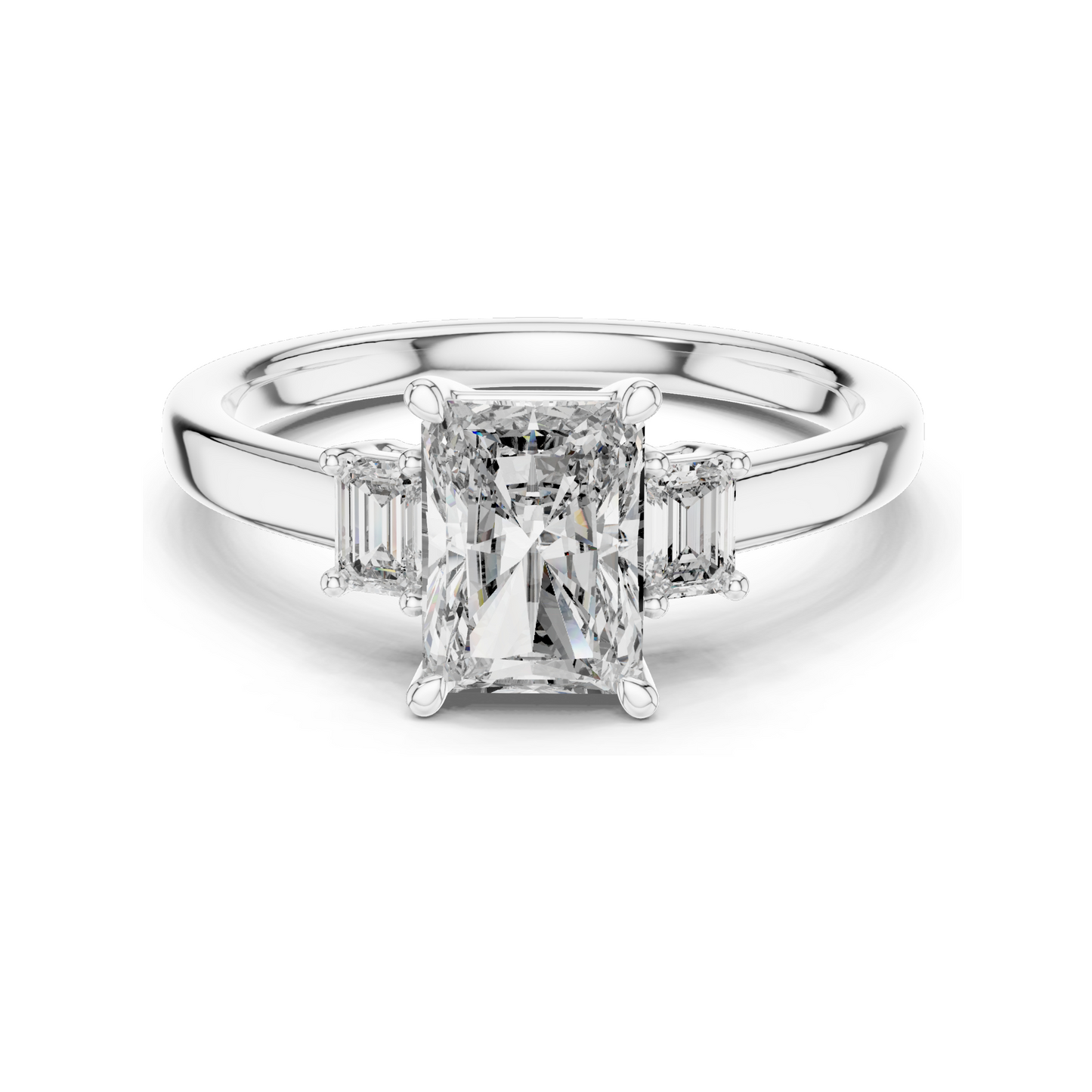 1.7ct Lab-Created Diamond Engagement Ring | Emerald Cut VVS–VS EF CVD Diamonds | 18K, 14K, 10K Gold & 925 Silver | Rose, Yellow, White Gold | Luxury Engagement Ring
