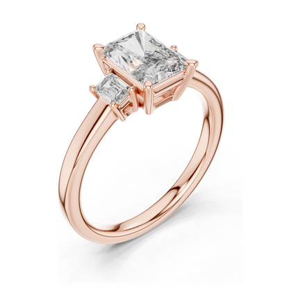 1.7ct Lab-Created Diamond Engagement Ring | Emerald Cut VVS–VS EF CVD Diamonds | 18K, 14K, 10K Gold & 925 Silver | Rose, Yellow, White Gold | Luxury Engagement Ring