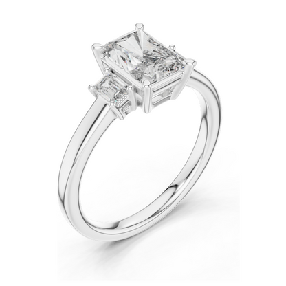 1.7ct Lab-Created Diamond Engagement Ring | Emerald Cut VVS–VS EF CVD Diamonds | 18K, 14K, 10K Gold & 925 Silver | Rose, Yellow, White Gold | Luxury Engagement Ring