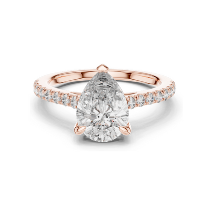 2.28 CT Lab-Created Pear-Shaped Diamond Engagement Ring | VVS-VS-EF CVD Diamond | 18KT, 14KT, 10KT Gold & 925 Silver | Rose, Yellow, White Gold Options | Sustainable Luxury Fine Jewelry