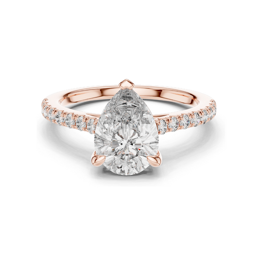 2.28 CT Lab-Created Pear-Shaped Diamond Engagement Ring | VVS-VS-EF CVD Diamond | 18KT, 14KT, 10KT Gold & 925 Silver | Rose, Yellow, White Gold Options | Sustainable Luxury Fine Jewelry