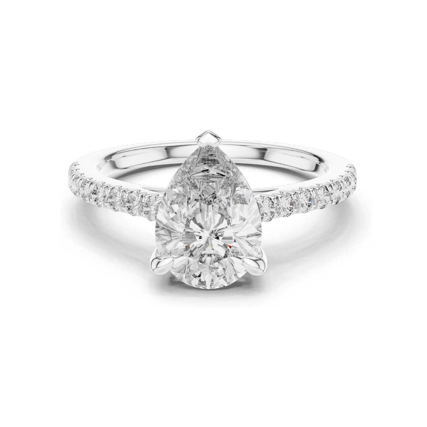 2.28 CT Lab-Created Pear-Shaped Diamond Engagement Ring | VVS-VS-EF CVD Diamond | 18KT, 14KT, 10KT Gold & 925 Silver | Rose, Yellow, White Gold Options | Sustainable Luxury Fine Jewelry