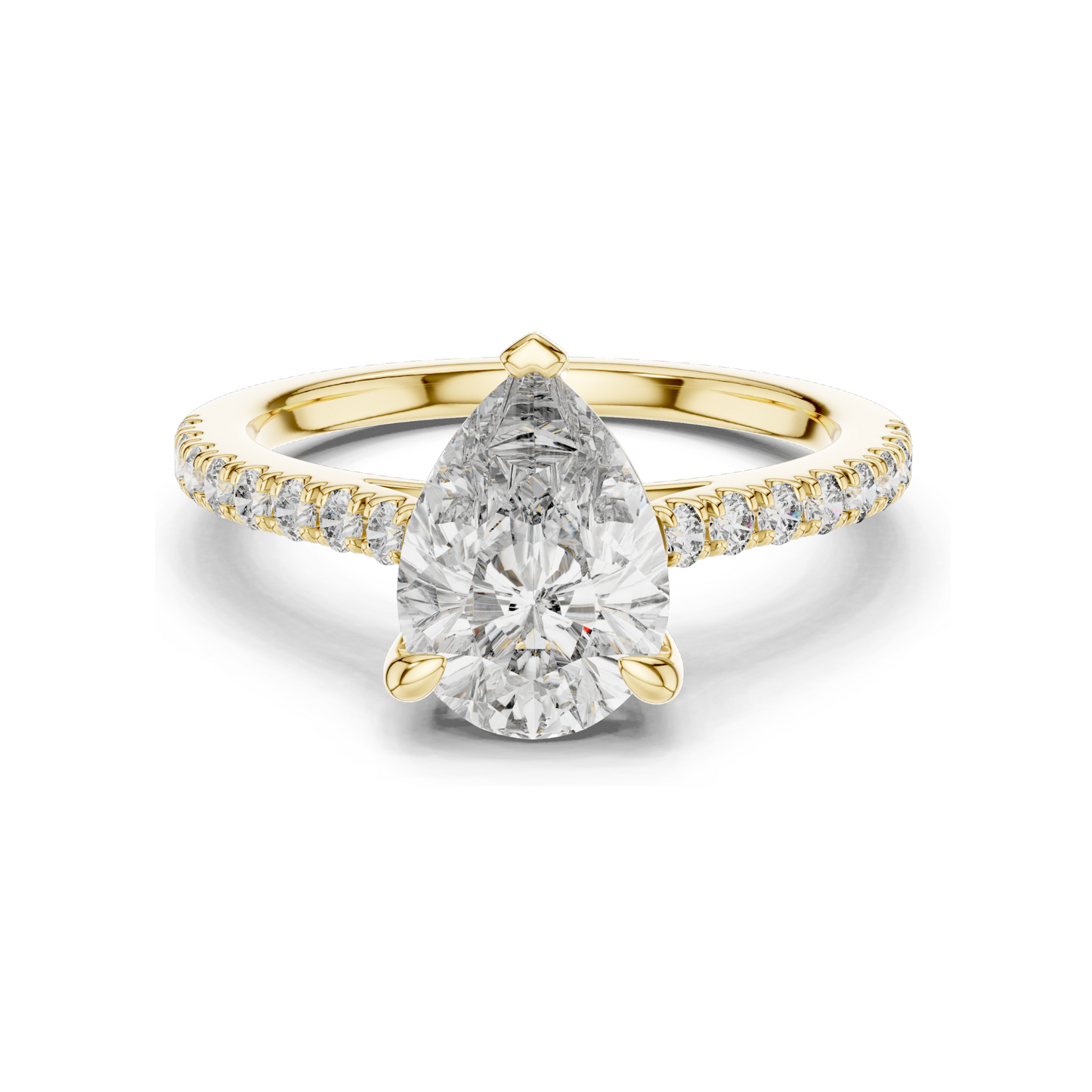 2.28 CT Lab-Created Pear-Shaped Diamond Engagement Ring | VVS-VS-EF CVD Diamond | 18KT, 14KT, 10KT Gold & 925 Silver | Rose, Yellow, White Gold Options | Sustainable Luxury Fine Jewelry
