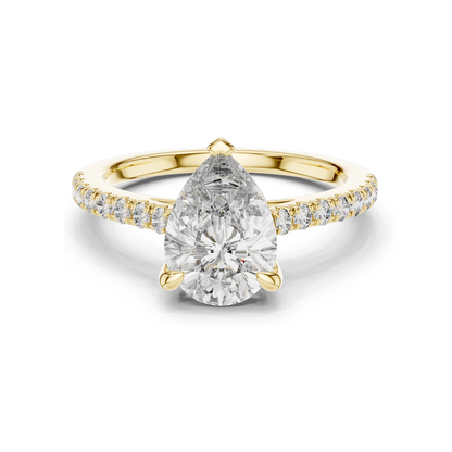 2.28 CT Lab-Created Pear-Shaped Diamond Engagement Ring | VVS-VS-EF CVD Diamond | 18KT, 14KT, 10KT Gold & 925 Silver | Rose, Yellow, White Gold Options | Sustainable Luxury Fine Jewelry