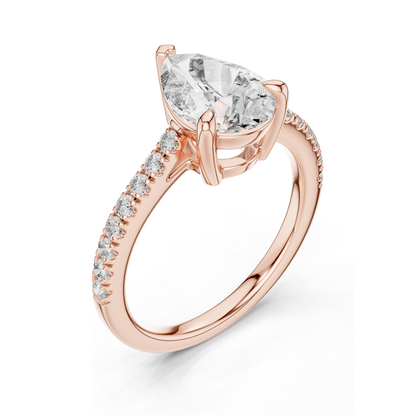 2.28 CT Lab-Created Pear-Shaped Diamond Engagement Ring | VVS-VS-EF CVD Diamond | 18KT, 14KT, 10KT Gold & 925 Silver | Rose, Yellow, White Gold Options | Sustainable Luxury Fine Jewelry