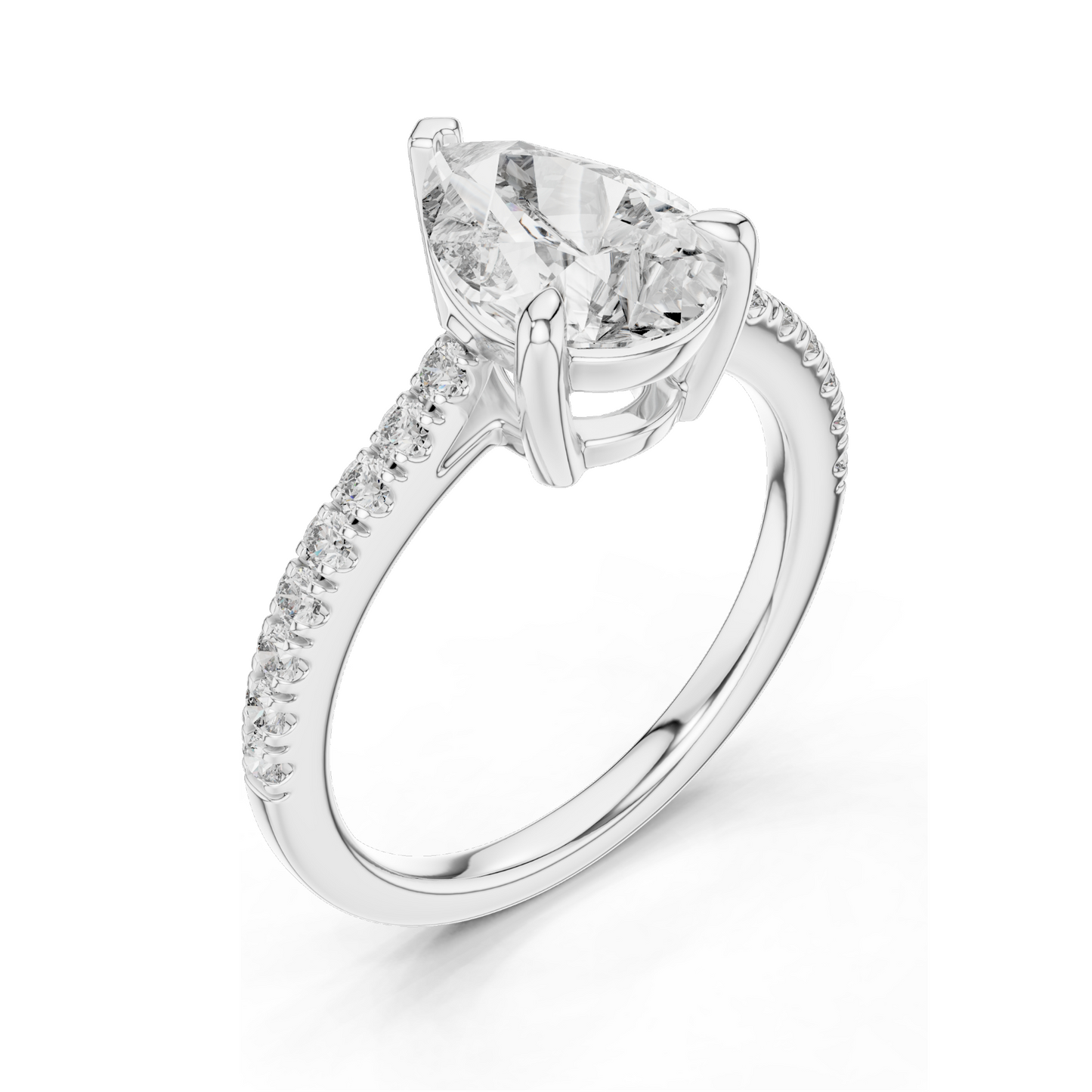 2.28 CT Lab-Created Pear-Shaped Diamond Engagement Ring | VVS-VS-EF CVD Diamond | 18KT, 14KT, 10KT Gold & 925 Silver | Rose, Yellow, White Gold Options | Sustainable Luxury Fine Jewelry